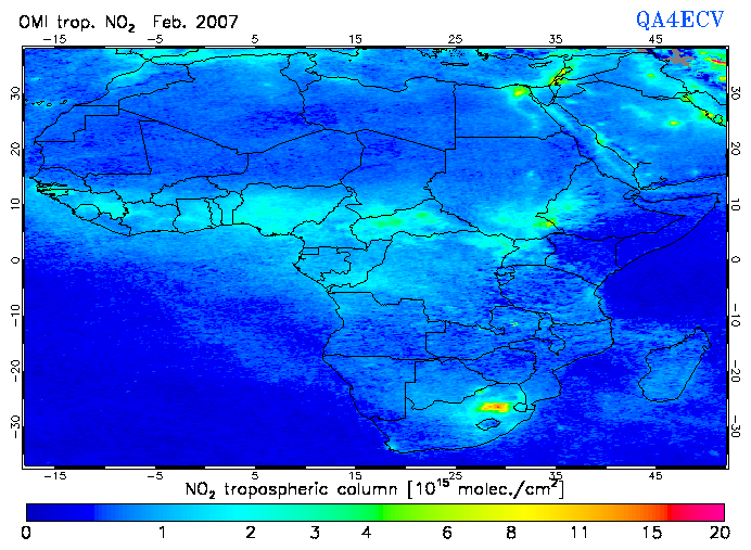 Regional Tropospheric NO2 of February 2007