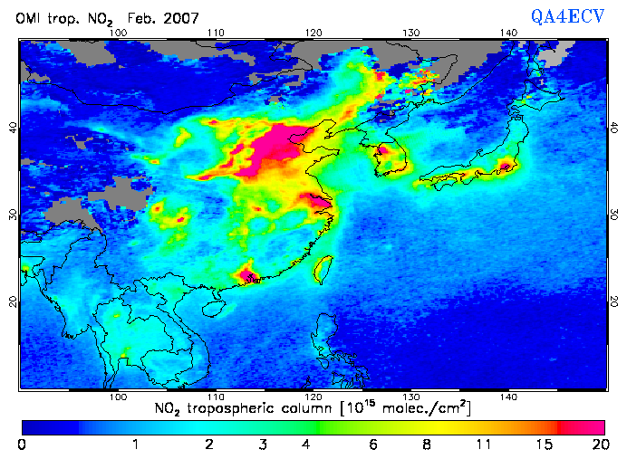 Regional Tropospheric NO2 of February 2007