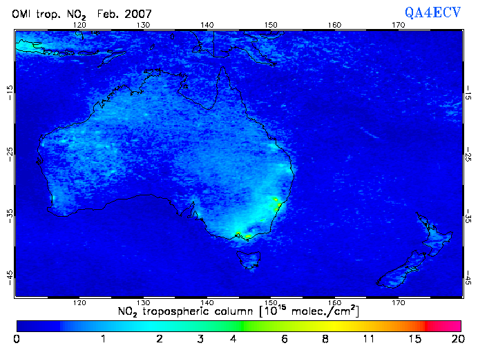 Regional Tropospheric NO2 of February 2007