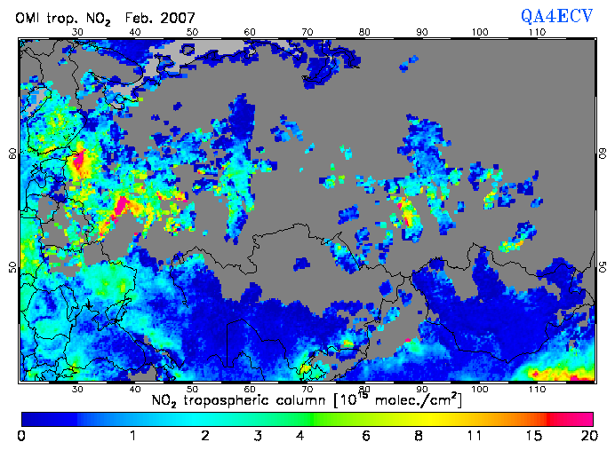 Regional Tropospheric NO2 of February 2007