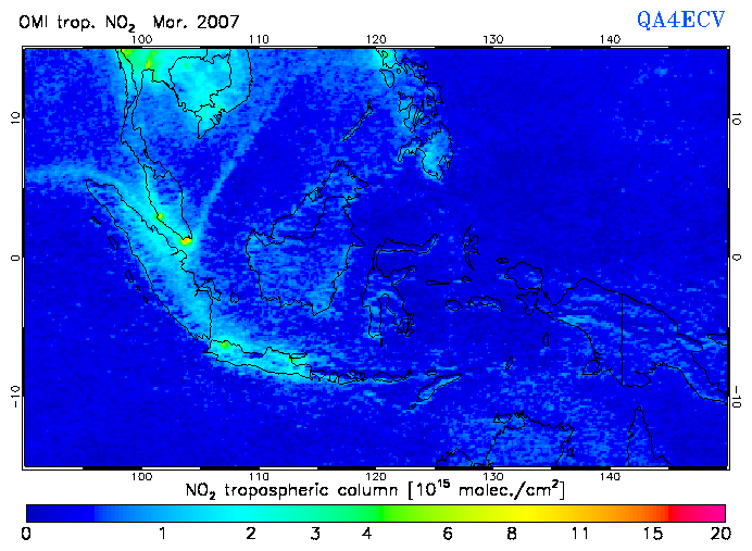 Regional Tropospheric NO2 of March 2007