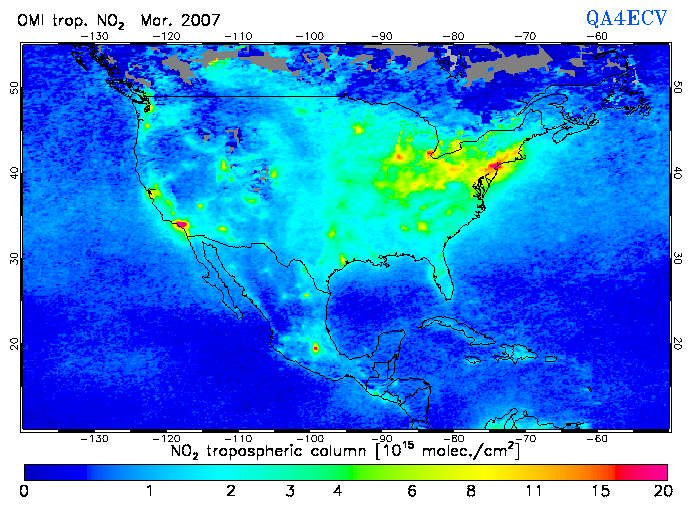 Regional Tropospheric NO2 of March 2007