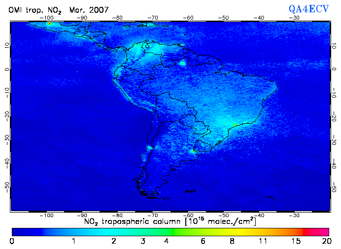 Regional Tropospheric NO2 of March 2007