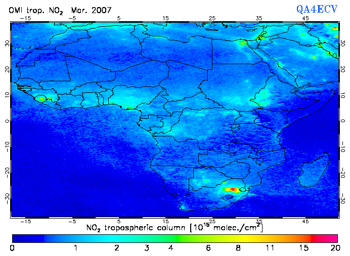 Regional Tropospheric NO2 of March 2007