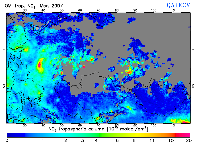 Regional Tropospheric NO2 of March 2007