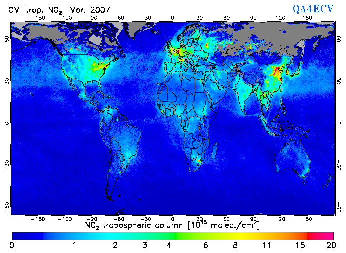 Regional Tropospheric NO2 of March 2007