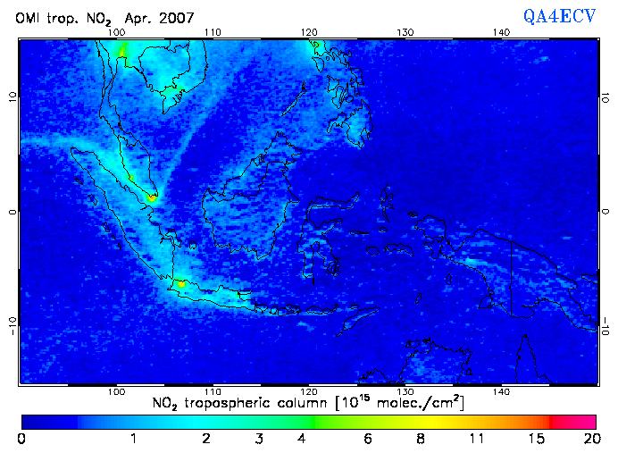 Regional Tropospheric NO2 of April 2007
