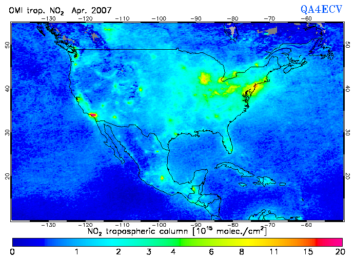 Regional Tropospheric NO2 of April 2007