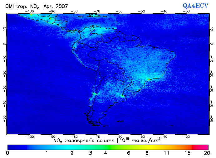 Regional Tropospheric NO2 of April 2007