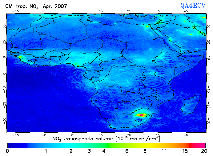 Regional Tropospheric NO2 of April 2007