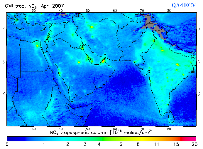 Regional Tropospheric NO2 of April 2007
