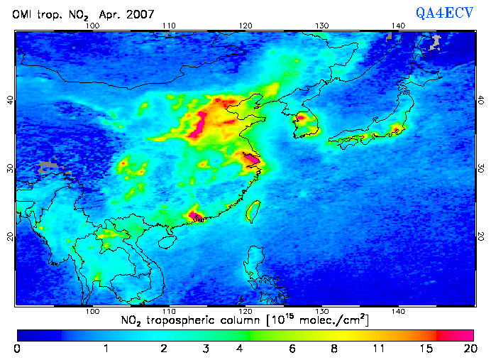 Regional Tropospheric NO2 of April 2007
