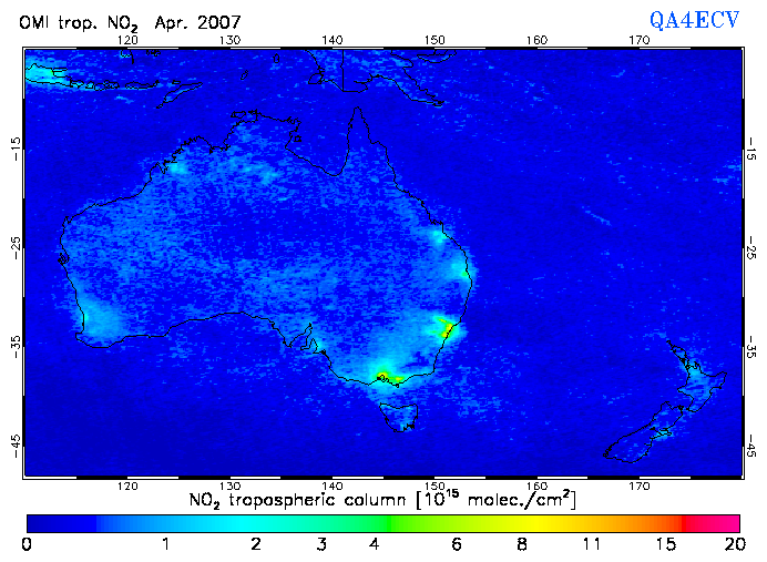 Regional Tropospheric NO2 of April 2007