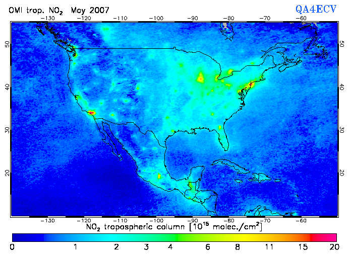 Regional Tropospheric NO2 of May 2007