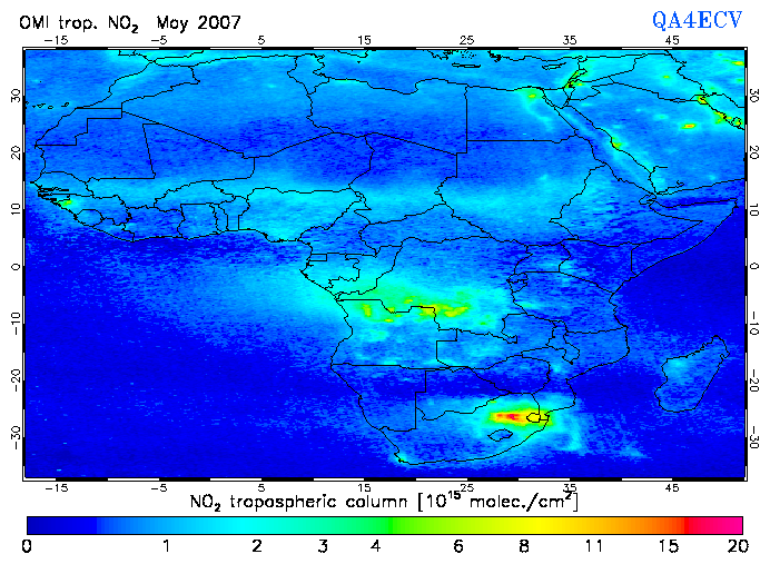 Regional Tropospheric NO2 of May 2007