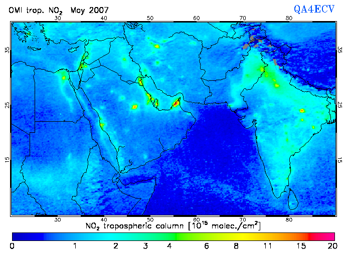 Regional Tropospheric NO2 of May 2007