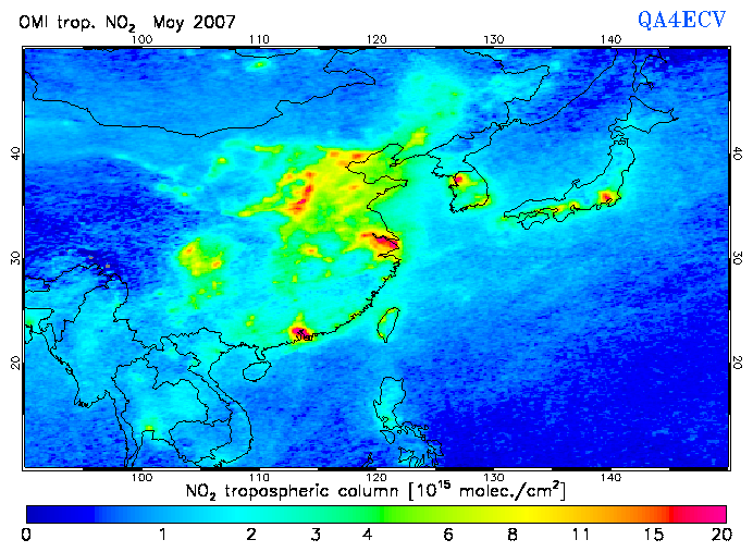 Regional Tropospheric NO2 of May 2007