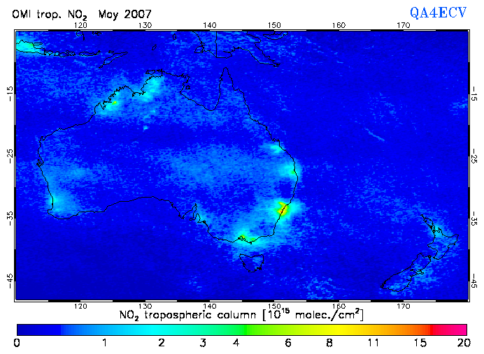 Regional Tropospheric NO2 of May 2007