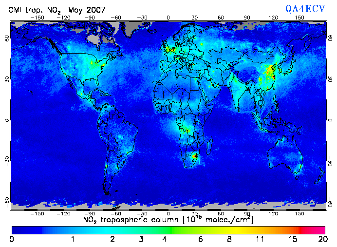 Regional Tropospheric NO2 of May 2007