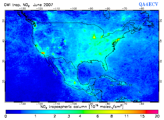 Regional Tropospheric NO2 of June 2007