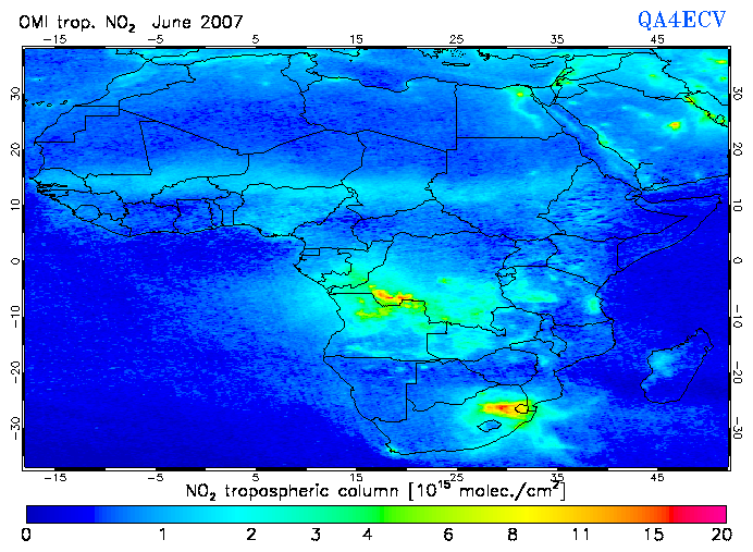 Regional Tropospheric NO2 of June 2007