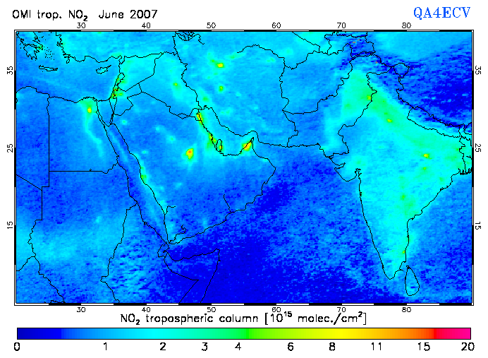Regional Tropospheric NO2 of June 2007