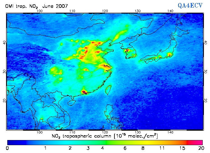 Regional Tropospheric NO2 of June 2007