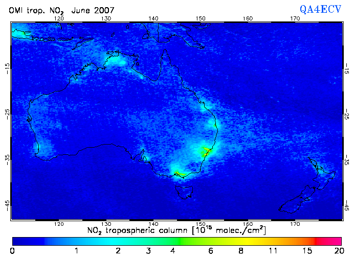 Regional Tropospheric NO2 of June 2007