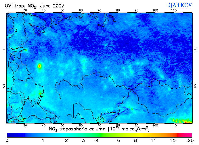 Regional Tropospheric NO2 of June 2007