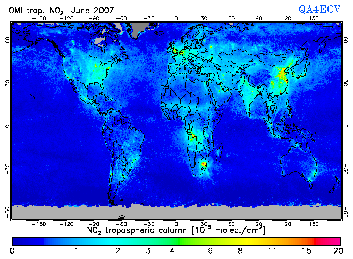 Regional Tropospheric NO2 of June 2007