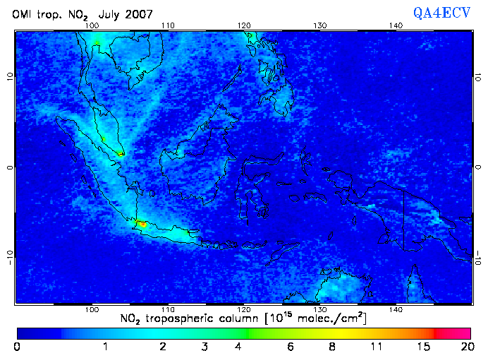 Regional Tropospheric NO2 of July 2007