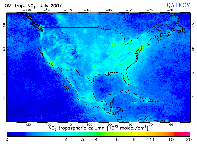 Regional Tropospheric NO2 of July 2007