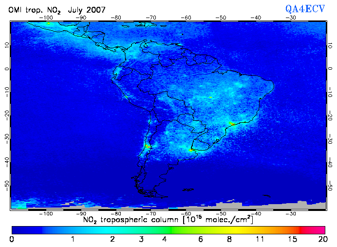 Regional Tropospheric NO2 of July 2007