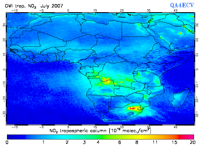 Regional Tropospheric NO2 of July 2007