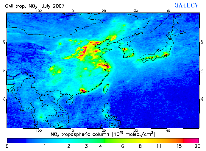 Regional Tropospheric NO2 of July 2007