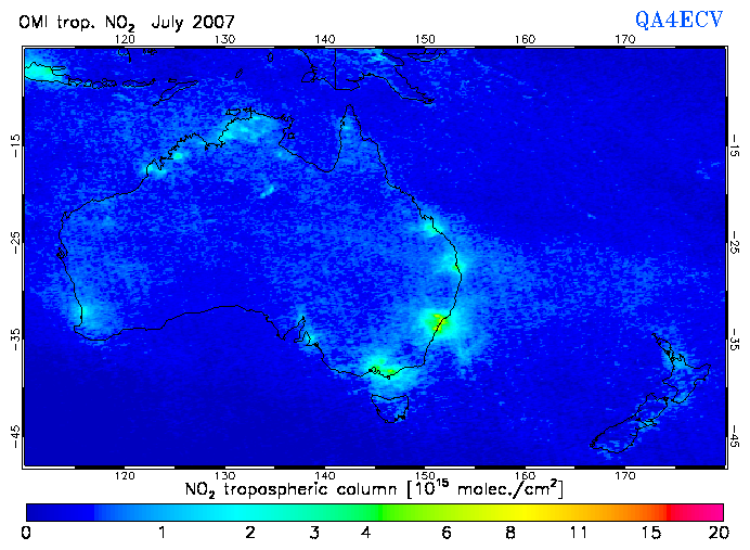 Regional Tropospheric NO2 of July 2007