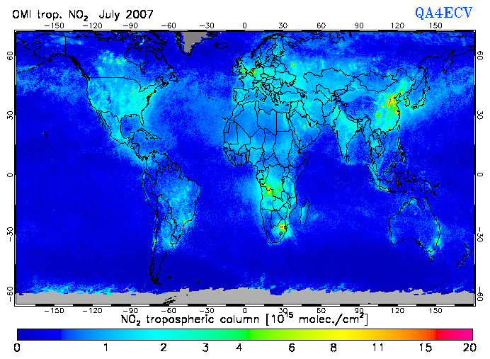Regional Tropospheric NO2 of July 2007