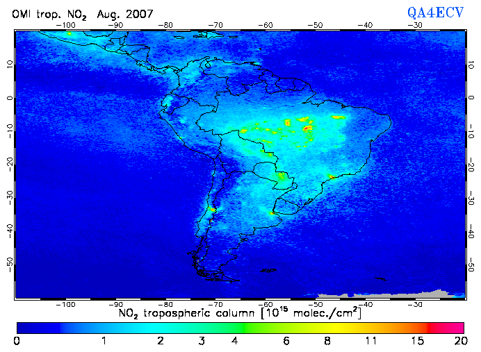 Regional Tropospheric NO2 of August 2007