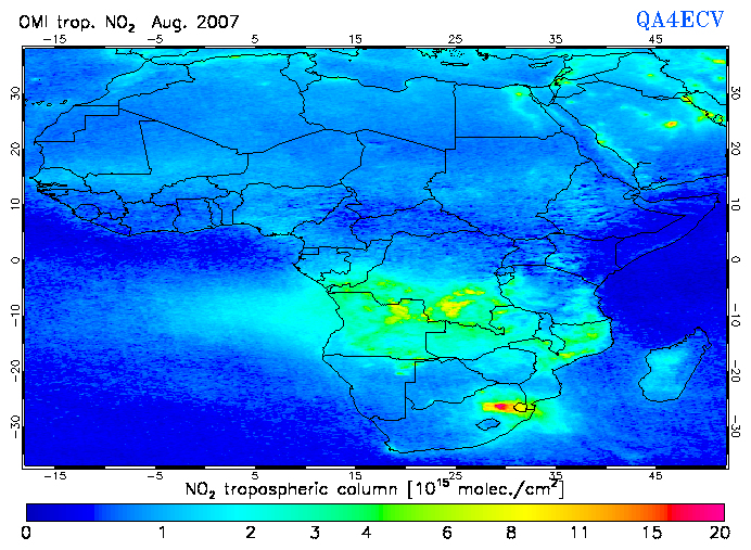 Regional Tropospheric NO2 of August 2007