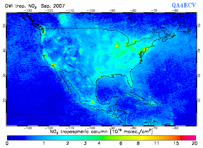 Regional Tropospheric NO2 of September 2007