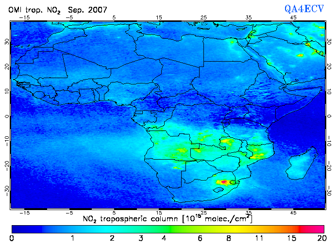 Regional Tropospheric NO2 of September 2007