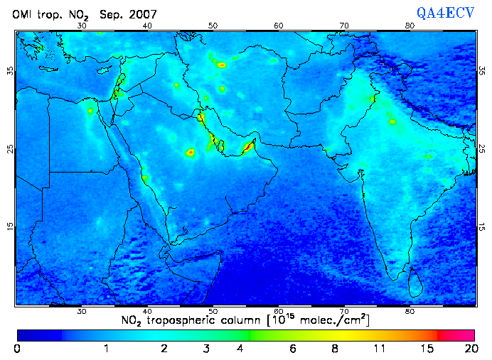 Regional Tropospheric NO2 of September 2007