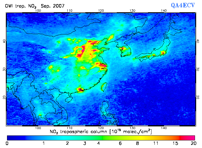 Regional Tropospheric NO2 of September 2007