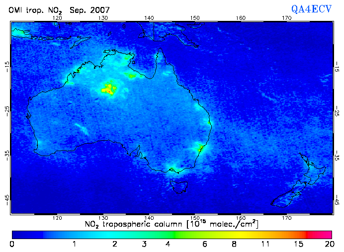 Regional Tropospheric NO2 of September 2007