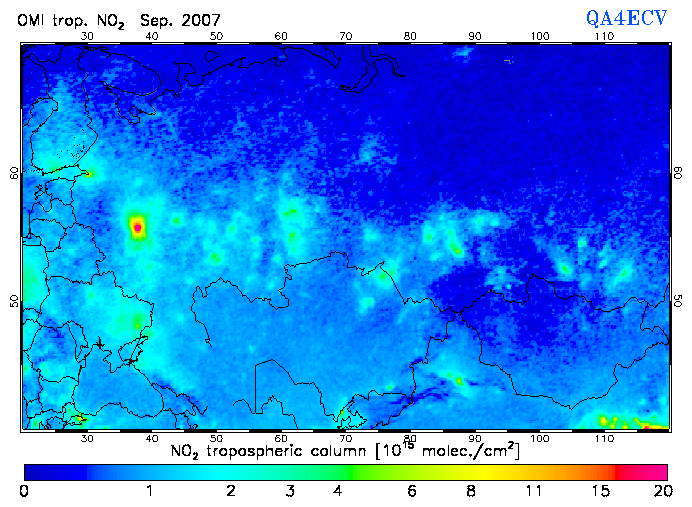 Regional Tropospheric NO2 of September 2007