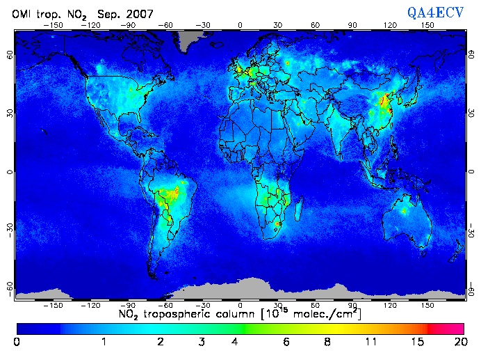Regional Tropospheric NO2 of September 2007