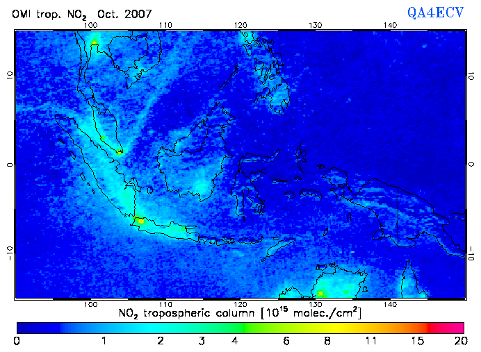 Regional Tropospheric NO2 of October 2007