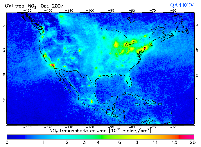 Regional Tropospheric NO2 of October 2007