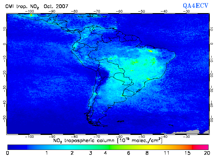 Regional Tropospheric NO2 of October 2007
