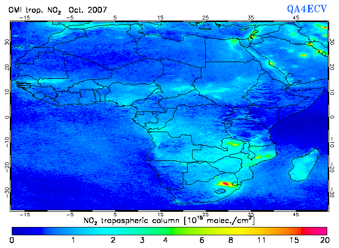 Regional Tropospheric NO2 of October 2007